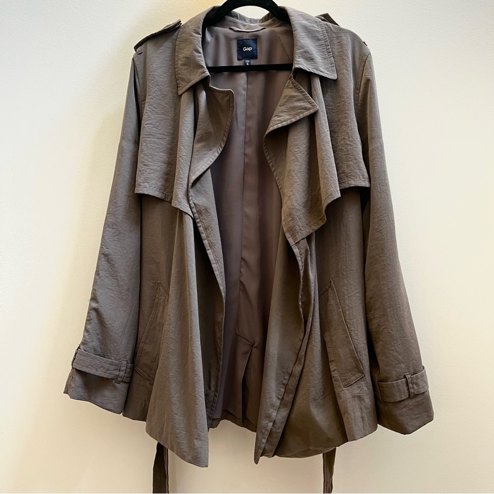 Vintage GAP Light Weight Belted Taupe Trench Coat Jacket XL
